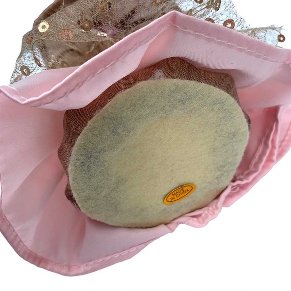 Doll Jewelry Stand Mermaid Trumpet Sequin Sparkly Golden Tan Light Pink Dress - Picture 10 of 11